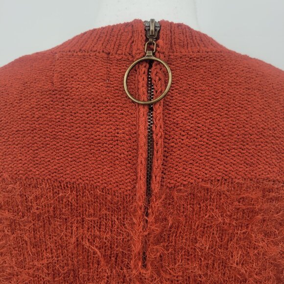 Hippie Rose Chenille Cropped Eyelash Striped Back Zip Crewneck Sweater - Picture 4 of 9